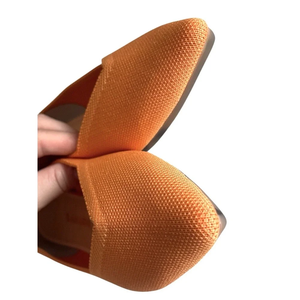 Rothy's The Point Flats Sz 9.5 Tangerine Orange Stretch Flat Point Toe Comfort